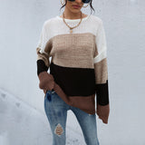 Women Knitted Sweater Autumn and Winter Leisure Women's Loose Color Matching Long Sleeve Ladies Autumn Clothes Sweater