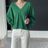 Women's Cardigan Sweater Autumn Loose V-neck Women's Coat Top 8t8238