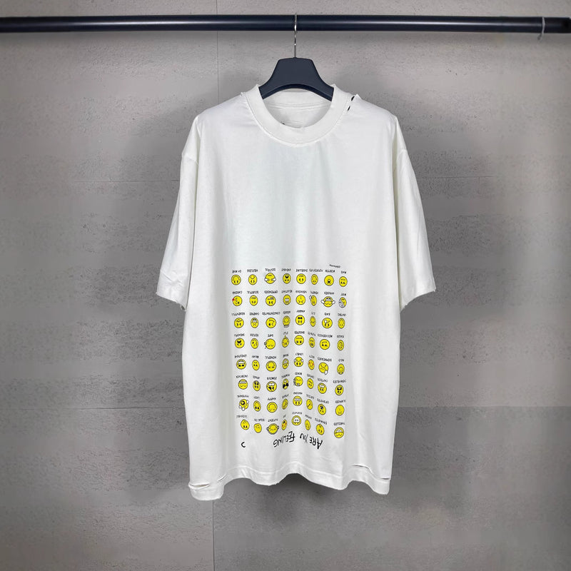 Men T-shirts Summer Paris Collection Printing Washing Water Old Short Sleeve T-Shirts