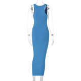 Women Dresses Sexy Dress Summer Sexy U Collar Sleeveless Slim Fit Skirt