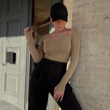 Women Jumpsuit Hollow-out Jumpsuit Sexy Slim Long Sleeve Top