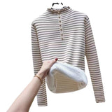 Women Knitted Pullover Turtleneck Winter Striped Sweater Sweater