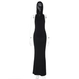 Women Dresses Spring Sexy Backless Hooded Slim Fit Sleeveless Dress