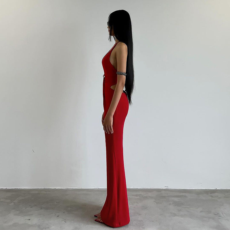 Women Dresses Sexy Backless V-neck Dress Sheath Dress