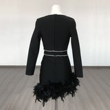 Women's Evening Dress Bandage One-Piece Dress Long Sleeve Short Dress