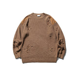 Unisex Winter Cotton Coat Perforated Hole Decoration round Neck Sweater