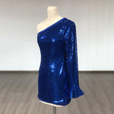 Women's Evening Dress Sequined Shoulder Long Sleeve Sexy Sheath Dress