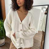 Ladies Leisure Knitwear Loose Knitted Sweater Women Casual Solid Color Autumn and Winter Cardigan