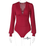 Women Jumpsuit Spring and Summer Sexy V-neck Slim-Fit Long Sleeve Jumpsuit