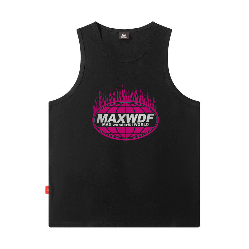 Men Vest Letter Print Vest Loose Summer Hip Hop Oversize Sleeveless T-shirt