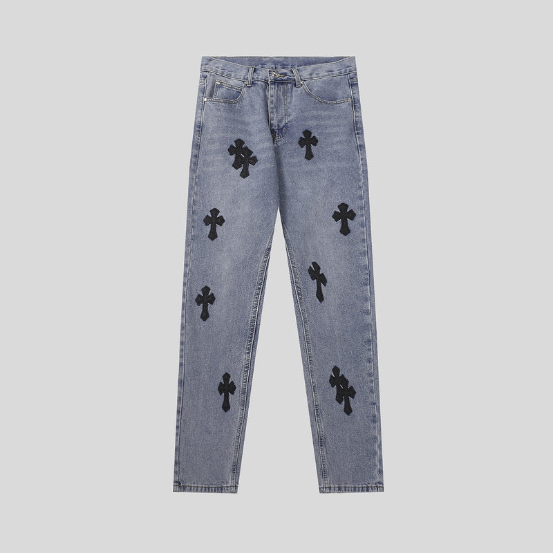 CHH Chrome Hearts Jeans Chrome Unisex Casual Loose Jeans