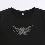 Women T-shirt Summer Sexy Hot Drilling Women's Cropped Top T-shirt