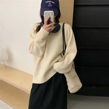 Women Knitted Pullover Autumn and Winter round Neck Sweater Loose Top