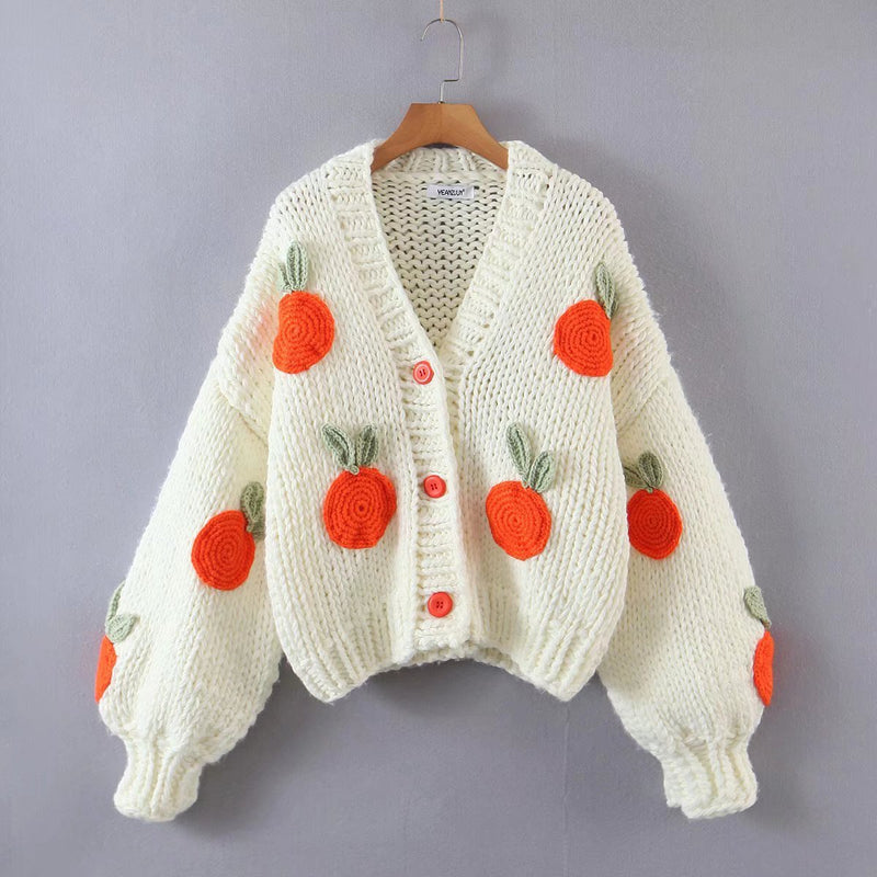 Women Sweater Knitwear Autumn and Winter Loose Hand Crocheted Sweaters Coat