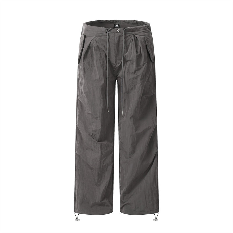 Men Sweatpants Wide-Leg Pants Trousers Drawstring Ankle-Tied Trousers