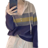 Women Knitwear Spring and Autumn Zipper Hooded Sweater Loose Knitted Cardigan