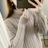 Women Knitwear Autumn and Winter Turtleneck Knitwear Loose Sweater