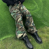 MIJKO Mens Vintage Pants MIJKO Men's Remaking Camouflage Overalls Casual Pants