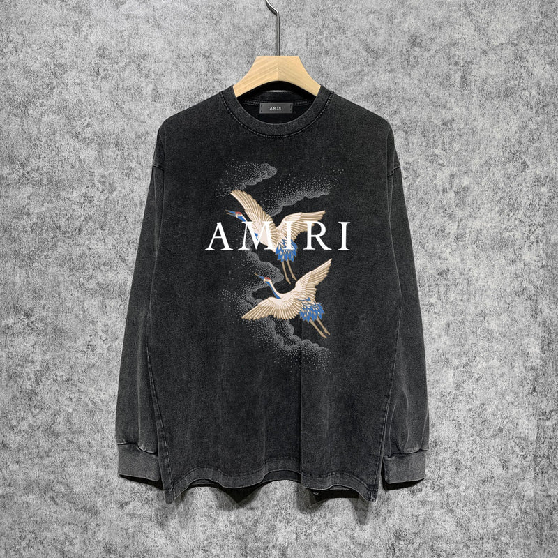 Amiri Long-Sleeve Shirt Vintage Washed and Worn Vintage Long Sleeve T-shirt
