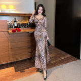 Women Maxi Dress Autumn Winter Sexy Gown Dress