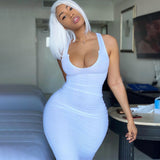 Women Dresses Sexy Dress Summer Sexy U Collar Sleeveless Slim Fit Skirt