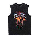 Men Vest Vintage Flame Print Sleeveless T-shirt