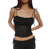Women Tops Summer Sexy Slim Fit Spaghetti Straps Knitted Top (Csm202404)
