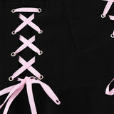 Women Skirt Black Pink Lace-up Hip Skirt Summer Hip Hop Skirt
