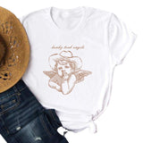 Tops Denim Retro T-Shirt Short Sleeves Cute