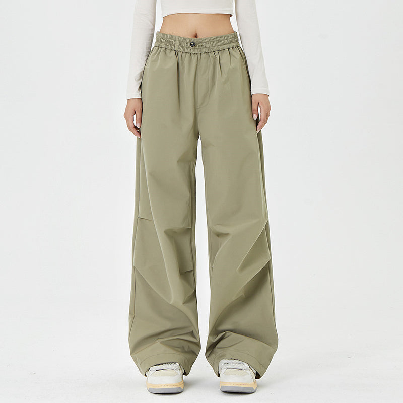 Men Sweatpants Loose Wide Leg Paratrooper Pants Pleated Elastic Waist Casual Straight-Leg Sports Trousers