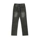 Men Jeans Washed Distressed Side Zipper Jeans