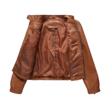 Red Leather Jacket Women's Leather Top Long Sleeve Spring and Autumn Thin Jacket