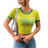 Women T-shirt Simple Printed T-shirt Slim Top
