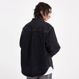 Men Jacket Coat Ripped Denim Jacket Embroidered Workwear Jacket