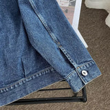 Women Jacket Spring and Autumn Loose Washed-out Lapel Casual Workwear Denim Jacket