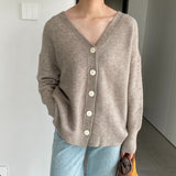 Women Cardigan Sweater V-neck Long Sleeve Cardigan 8t3122