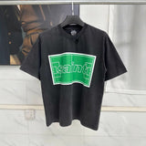 Men T-shirts Saint Michael Green Foot Field Printed Retro Washed Old Short Sleeve T-Shirt