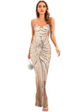 Women's Evening Gown Evening Dress Sexy Strap Vintage Sequins Dress