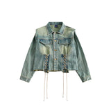 Unisex Jacket Retro Washed Denim Jacket Coat