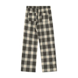 Men Sweatpants Plaid Exercise Casual Pants Men's Loose Breasted Stitching Straight-Leg Pants