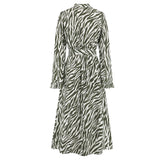 Women Date Dress Long Sleeve Dress Autumn and Winter Stand Collar Leopard Print Printed Dress Long Dress