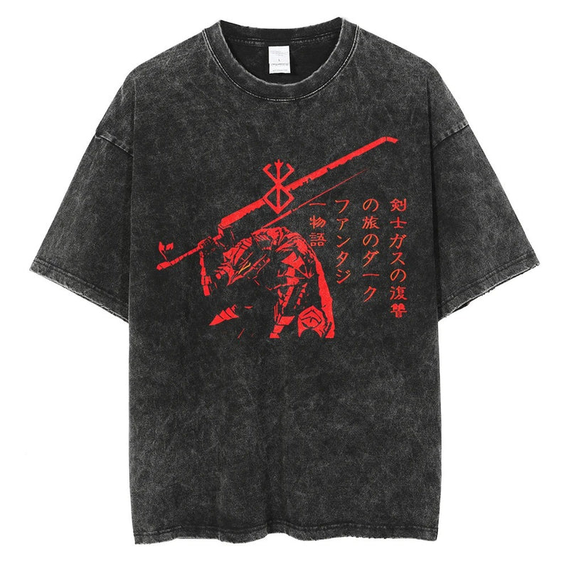 Men Streetwear Vintage Black Tshirt Harajuku Japanese Anime