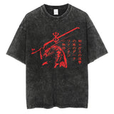 Men Streetwear Vintage Black Tshirt Harajuku Japanese Anime