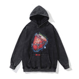 Men Hoodie Hip Hop Portrait Printing Washed Hooded Sweater