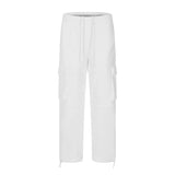 Men Sweatpants Multi-Pocket Slacks Loose Straight Wide Leg Pants