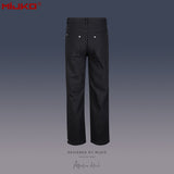 MIJKO Mens Vintage Pants Black Denim Casual Pants