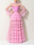 Women Dresses Spring round Neck Silk Laze Gauze Dress (Qymy0409)