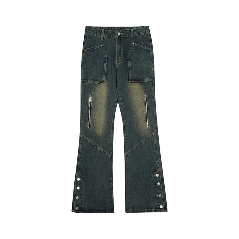 Men Jeans Men's and Women's Washed Distressed Retro Loose Casual Trousers
