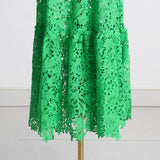 Women Dresses Spring Dress Stand-Collar Hollow-out Dress (Qymy0409)