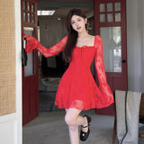 Women Dresses Lace Dress Autumn Retro Dress